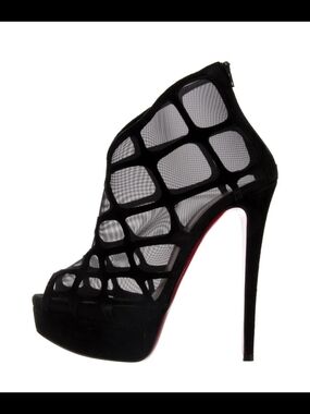 ❤️ RED BOTTOM ❤️ Women's Black Mesh Cage High Heel Bootie
